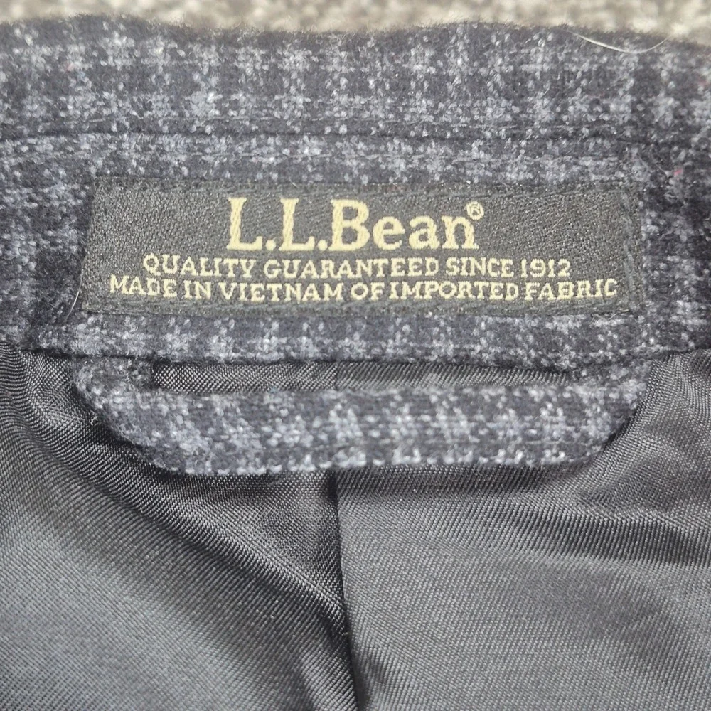 LL‎ Bean Blazer Mens 46 Regular Gray Wool Blend Micro Check Sport Coat